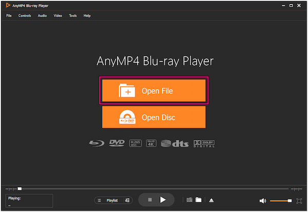 AnyMP4 Blu-ray Player с кнопкой Open File