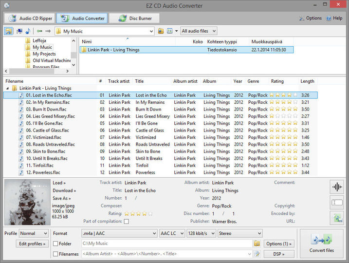 Интерфейс EZ CD Audio Converter в режиме Audio Converter