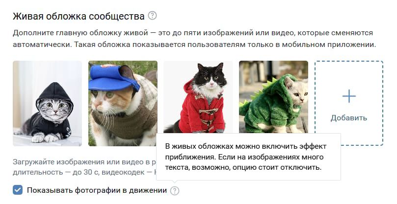Пример живой вертикальной обложки сообщества ВКонтакте