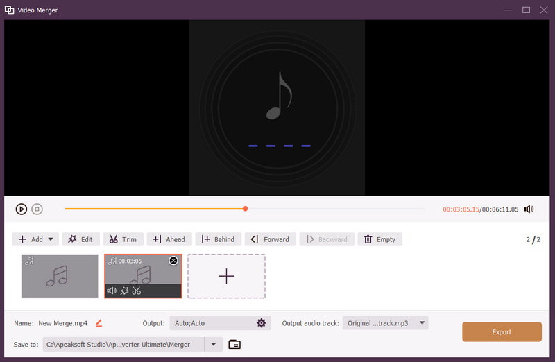 Редактирование добавленного аудио в Apeaksoft Video Converter Ultimate