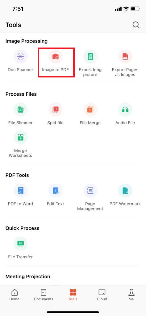 Image to PDF в WPS Office на iPhone