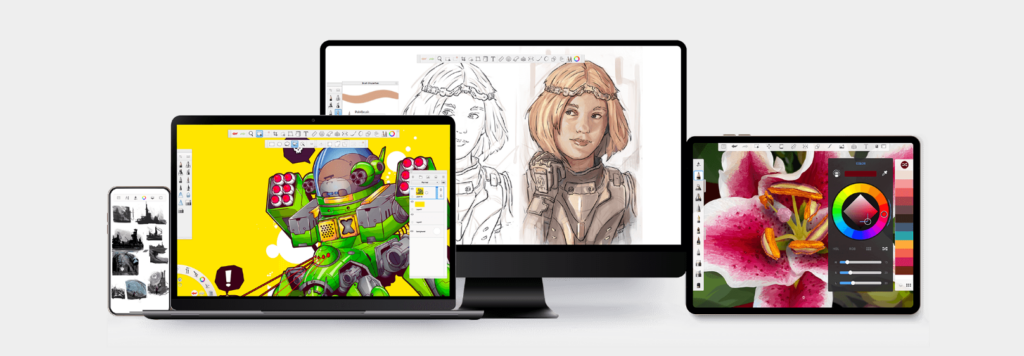 Интерфейс Sketchbook при работе со слоями PSD