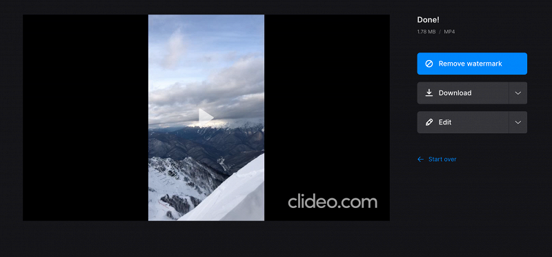 Сохранение горизонтального результата из Clideo Resizer