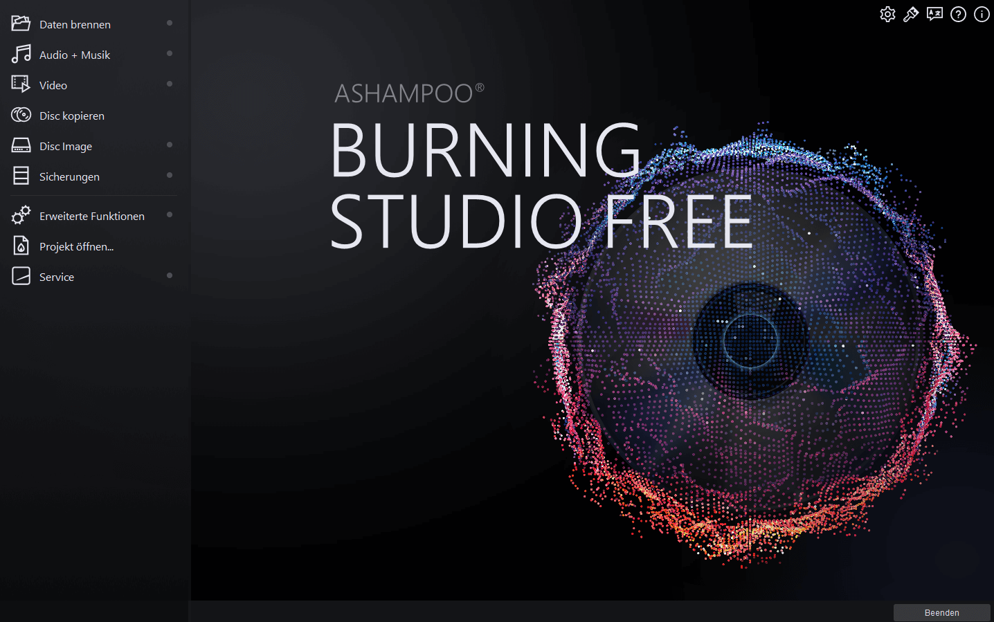 Главное окно Ashampoo Burning Studio Free