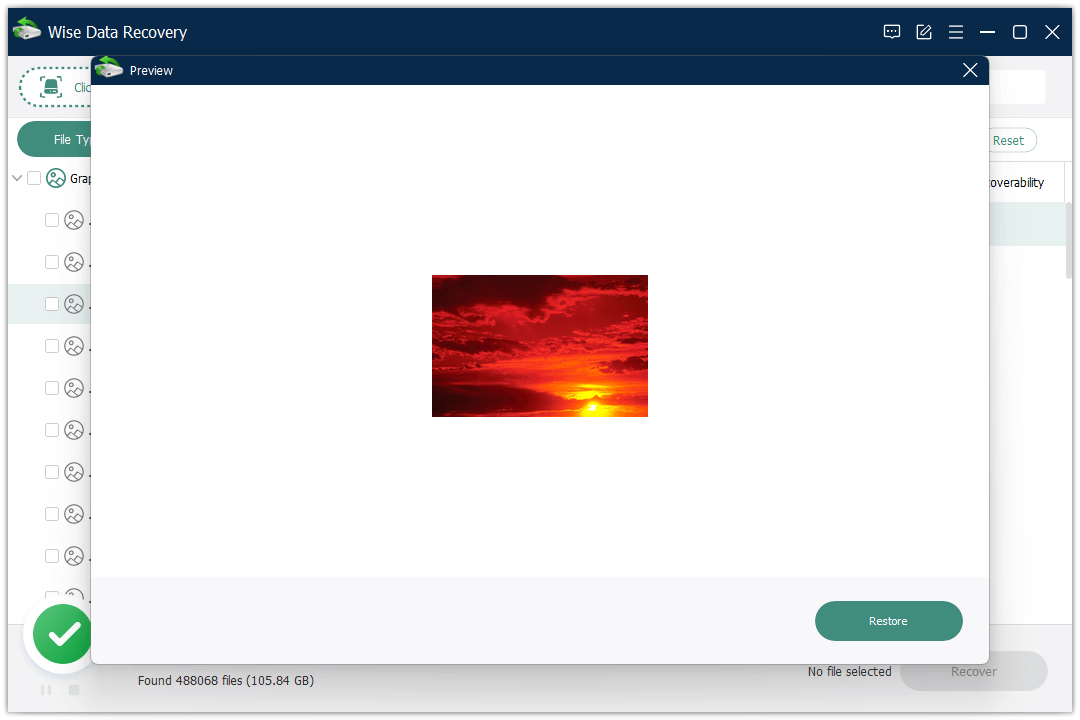 Окно Preview найденного файла в Wise Data Recovery