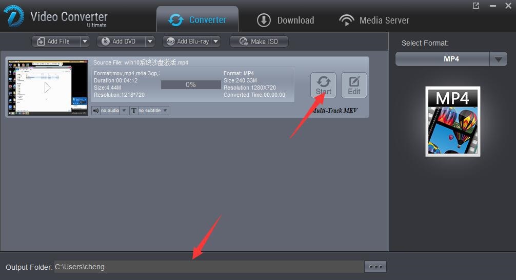 Запуск конвертации кнопкой Start и проверка Output Folder