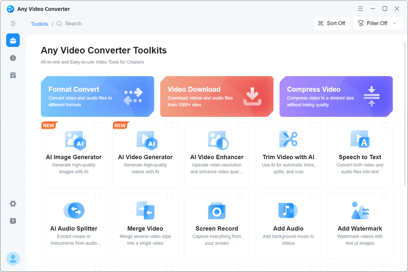 Any Video Converter: главное окно с инструментом Format Convert