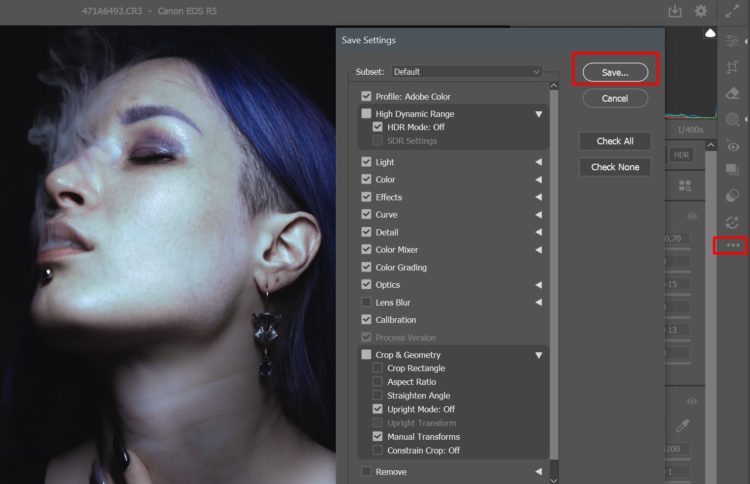 Панели коррекции изображения в Adobe Camera Raw