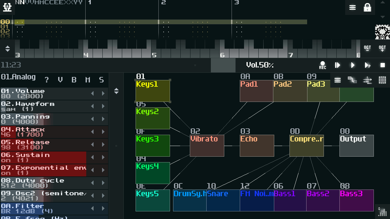SunVox: компактный интерфейс с Pattern Editor и модульной схемой