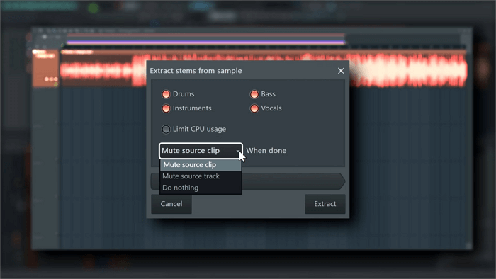 Диалог Extract stems from sample в FL Studio