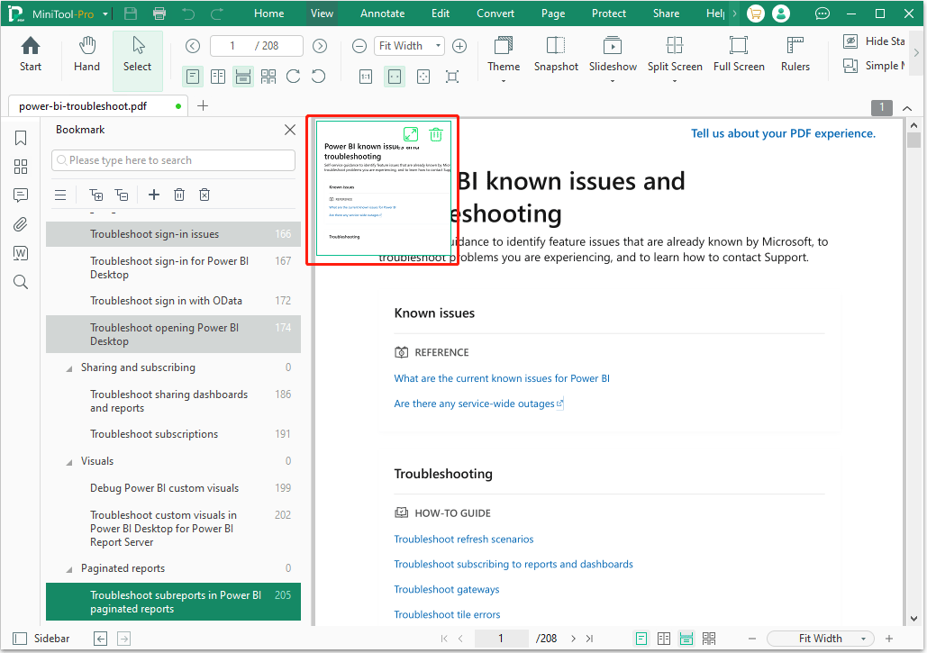 Миниатюра результата снимка в MiniTool PDF Editor