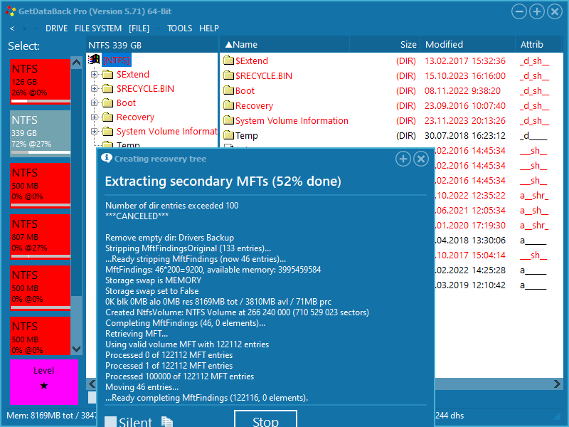 Интерфейс GetDataBack Pro
