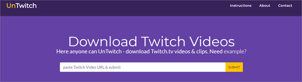 Интерфейс онлайн-загрузчика UnTwitch