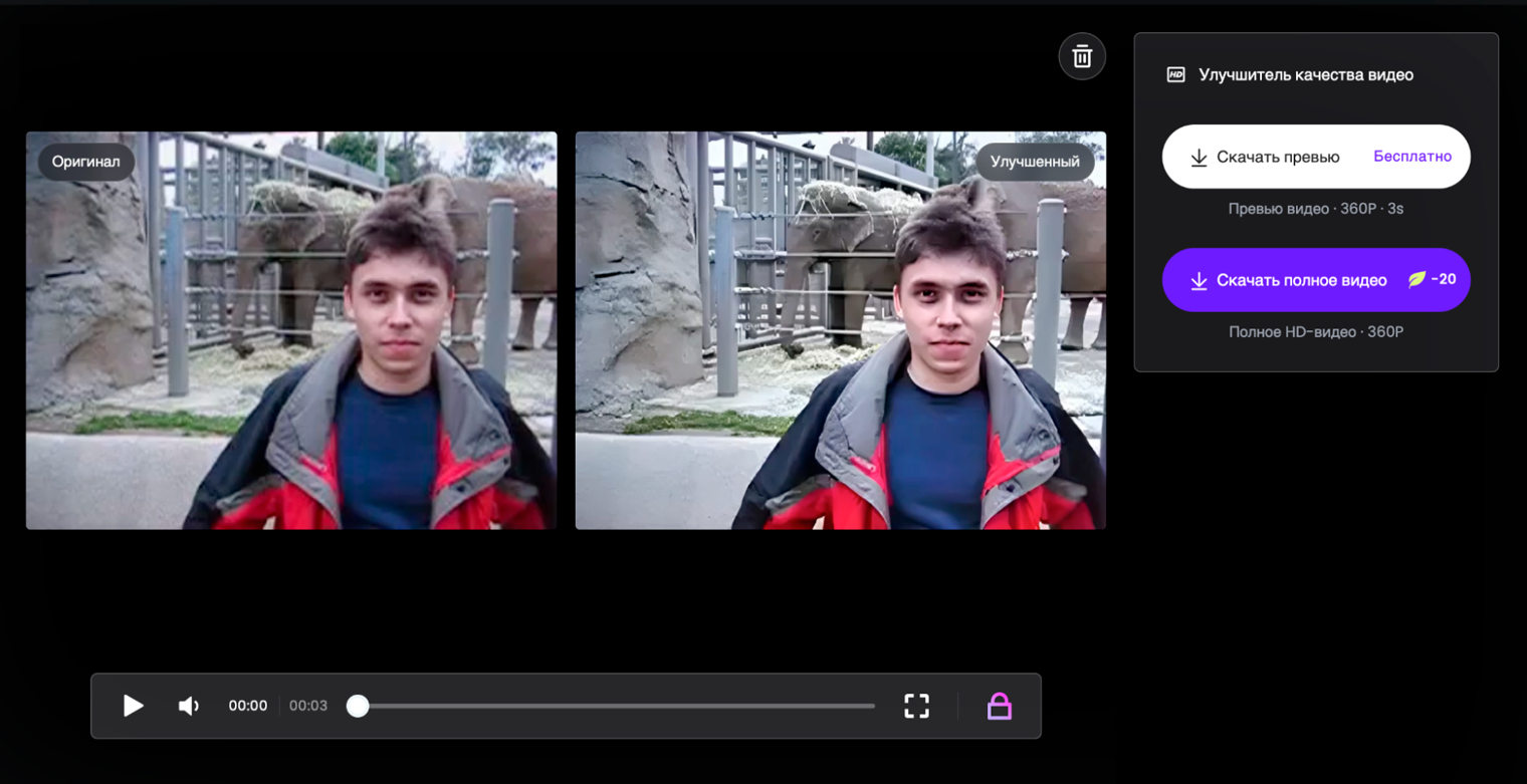 Интерфейс Fotor Video Enhancer