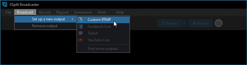 Создание Custom RTMP output в XSplit Broadcaster