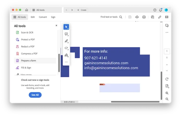 Поле цифровой подписи в редакторе форм Adobe Acrobat