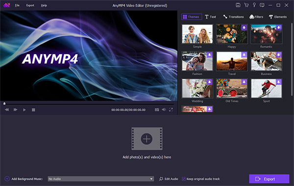 Главное окно AnyMP4 Video Editor из инструкции по игровому видео