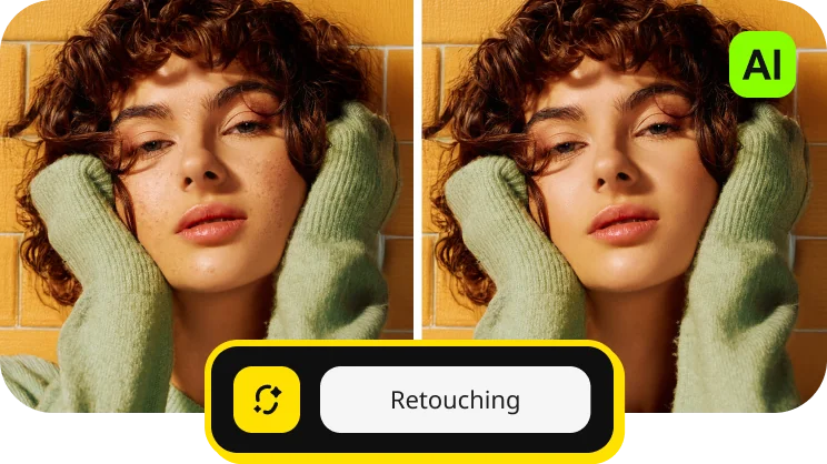 AI-ретушь портрета в Movavi Picverse Photo Editor