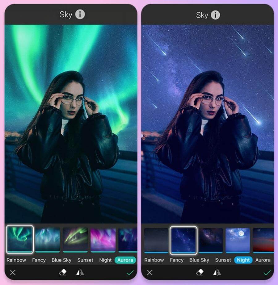 Инструмент Sky в YouCam Perfect