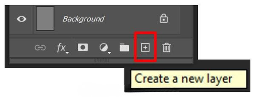 Кнопка создания нового слоя в панели Layers Photoshop