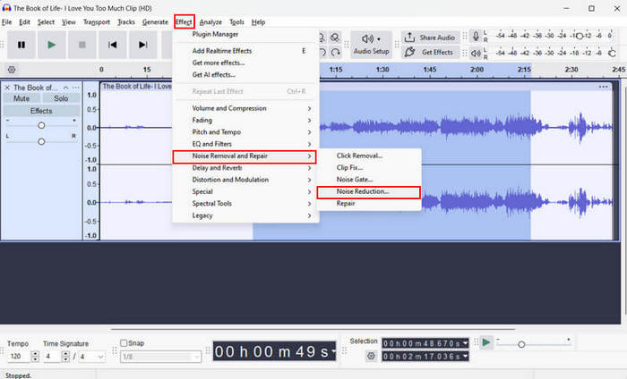 Получение шумового профиля в Audacity