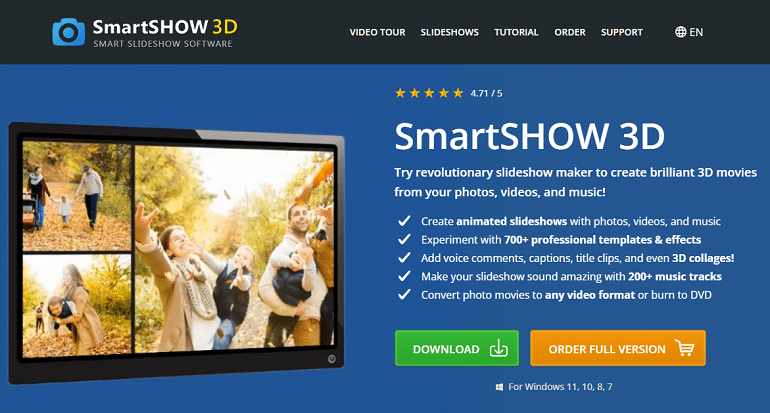 Интерфейс SmartSHOW 3D с фотопрезентацией