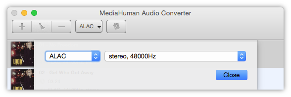 Выбор выходного формата в MediaHuman Audio Converter