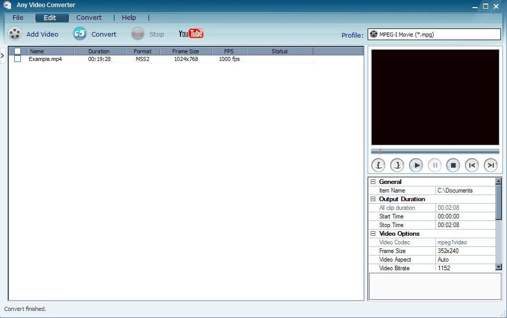 Интерфейс Any Video Converter
