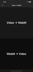 Интерфейс Video 2 WebM Cross Converter на iPhone с направлениями конвертации