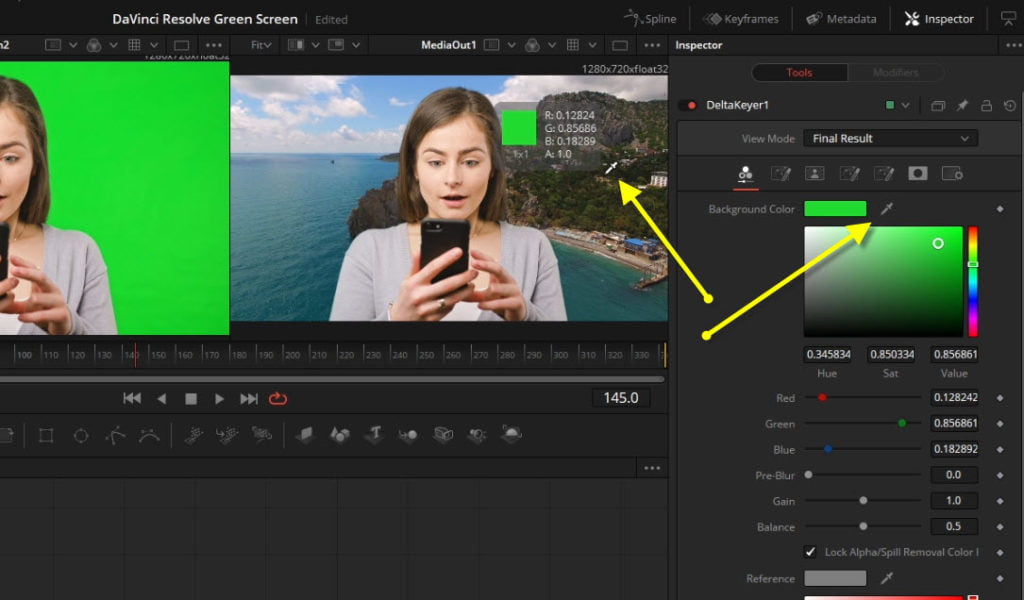 DaVinci Resolve: Delta Keyer и выбор цвета в Fusion