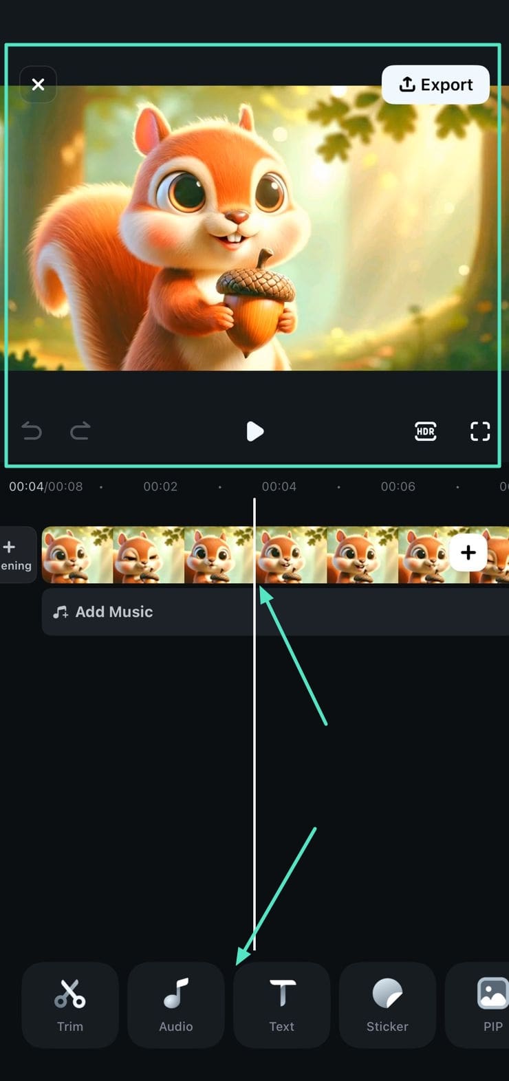 Интерфейс Filmora Mobile