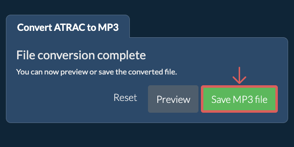ezyZip: кнопка Save MP3 File после конвертации ATRAC