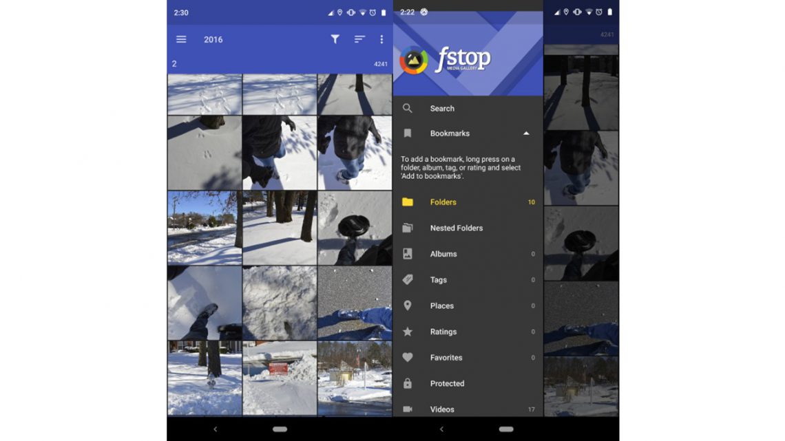 Интерфейс F-Stop Media Gallery на Android