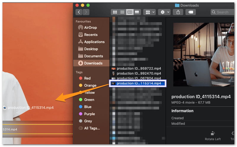 Добавление MP4-клипа в QuickTime Player
