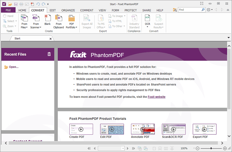 Интерфейс прежнего Foxit PhantomPDF с инструментами редактирования PDF