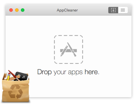 Главное окно AppCleaner с областью Drop your apps here