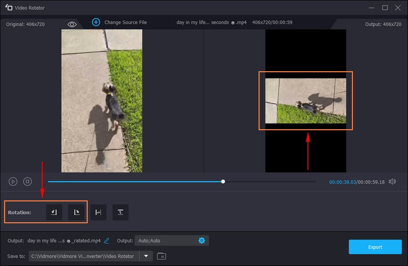 Кнопки поворота в Vidmore Video Converter