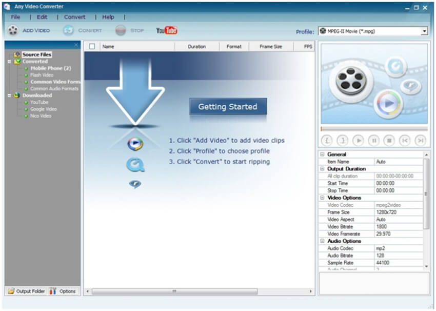 Интерфейс Any Video Converter