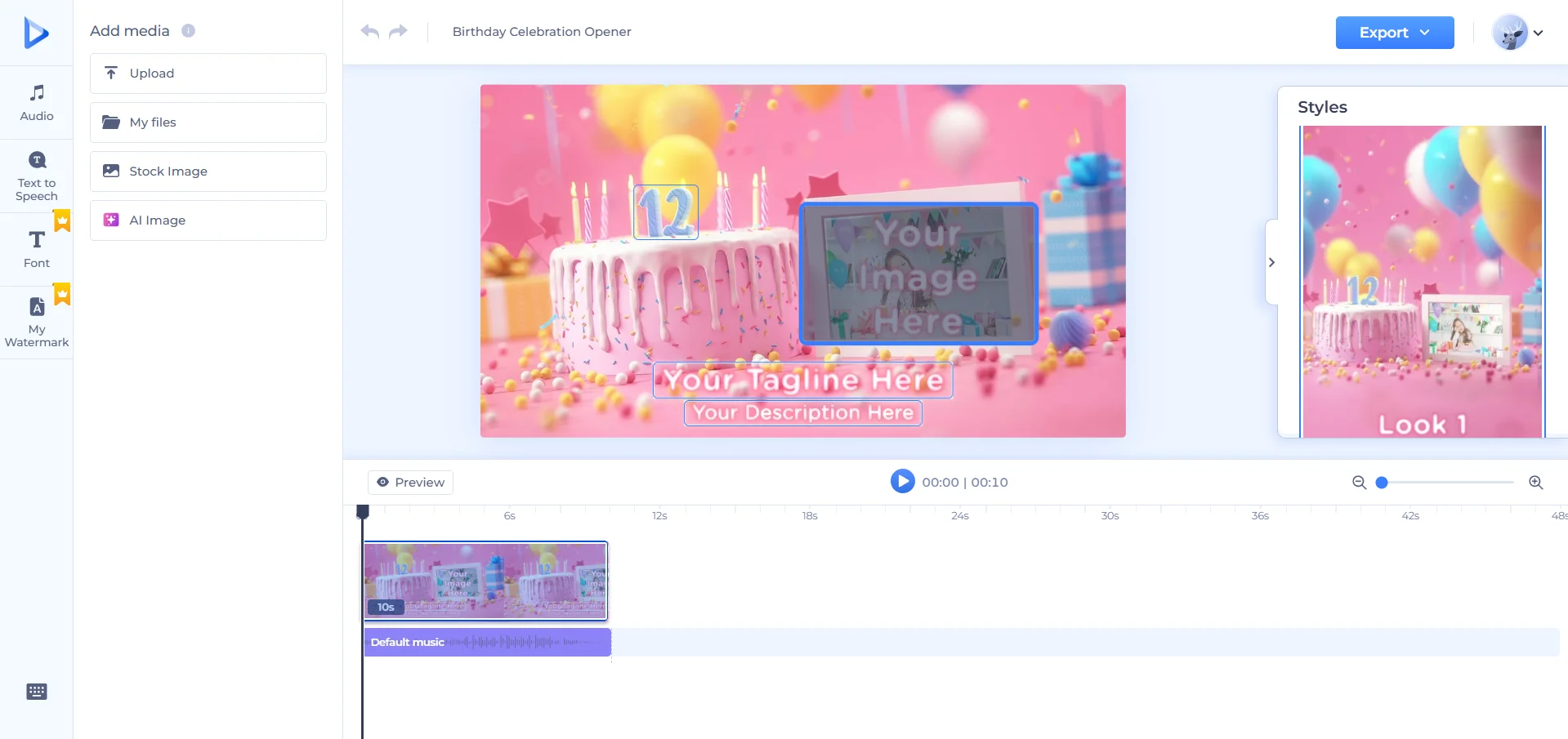 Интерфейс Renderforest