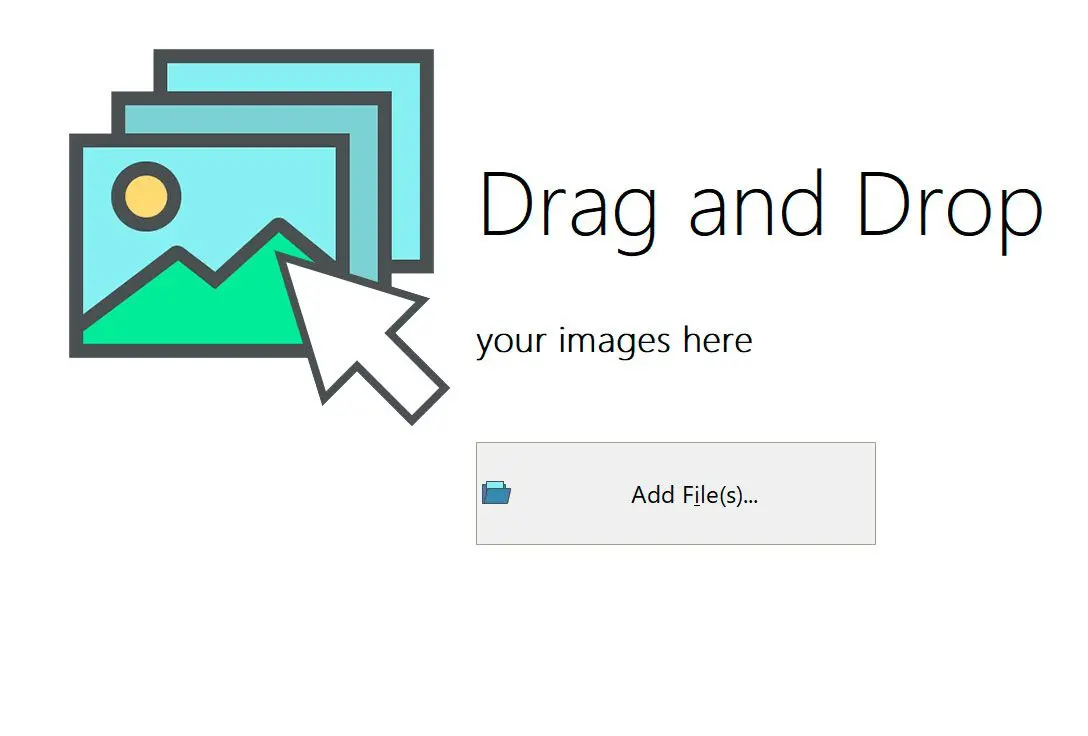 Стартовый экран SoftOrbits Photo Retoucher с областью Drag and Drop и кнопкой Add File(s)