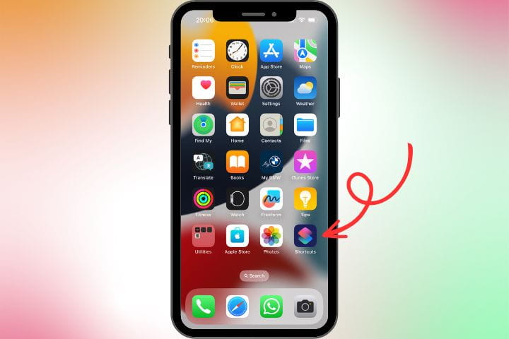 Создание новой команды в приложении Shortcuts на iPhone