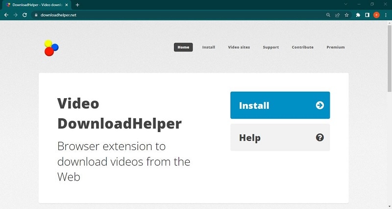 Страница установки Video DownloadHelper в Chrome