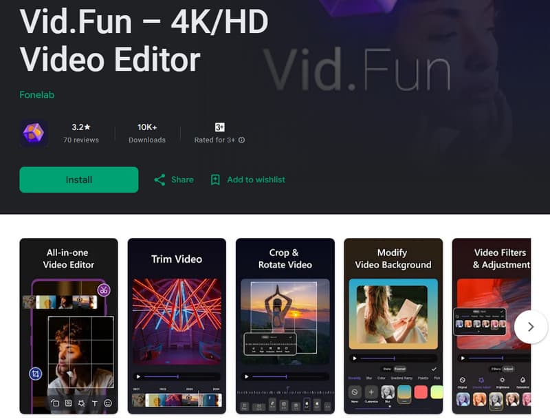 Интерфейс Vid.Fun на Android
