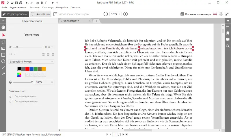 Раздел аннотаций Icecream PDF Editor