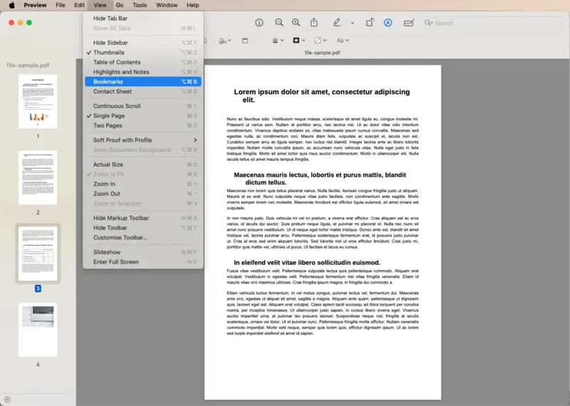 Просмотр PDF в приложении Preview на macOS
