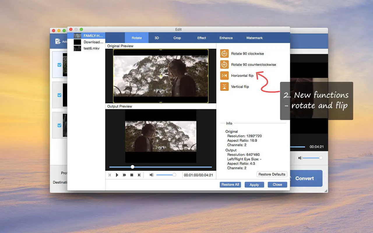 Окно AnyMP4 MKV Converter с параметрами конвертации
