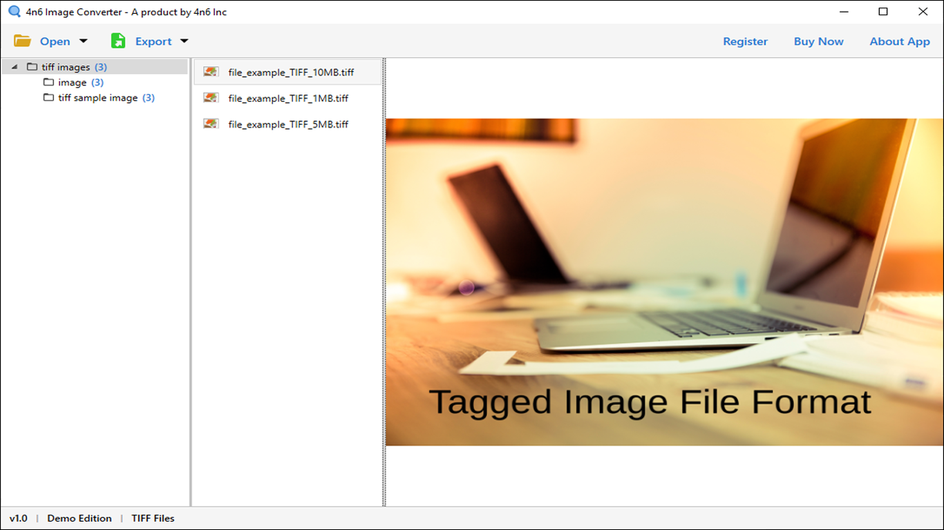 4n6 Image Converter: предпросмотр TIFF в рабочем окне