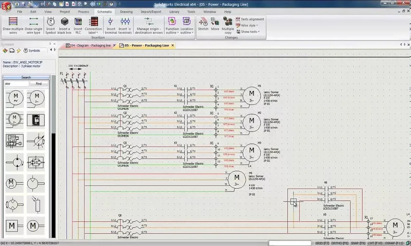 SOLIDWORKS Electrical: электрическая схема в рабочем окне