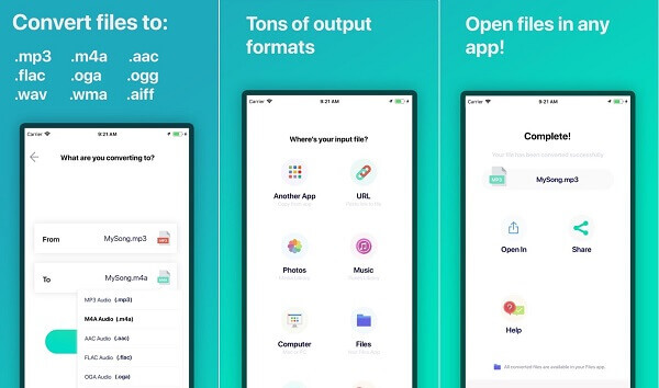 Интерфейс мобильного Audio Converter на iPhone