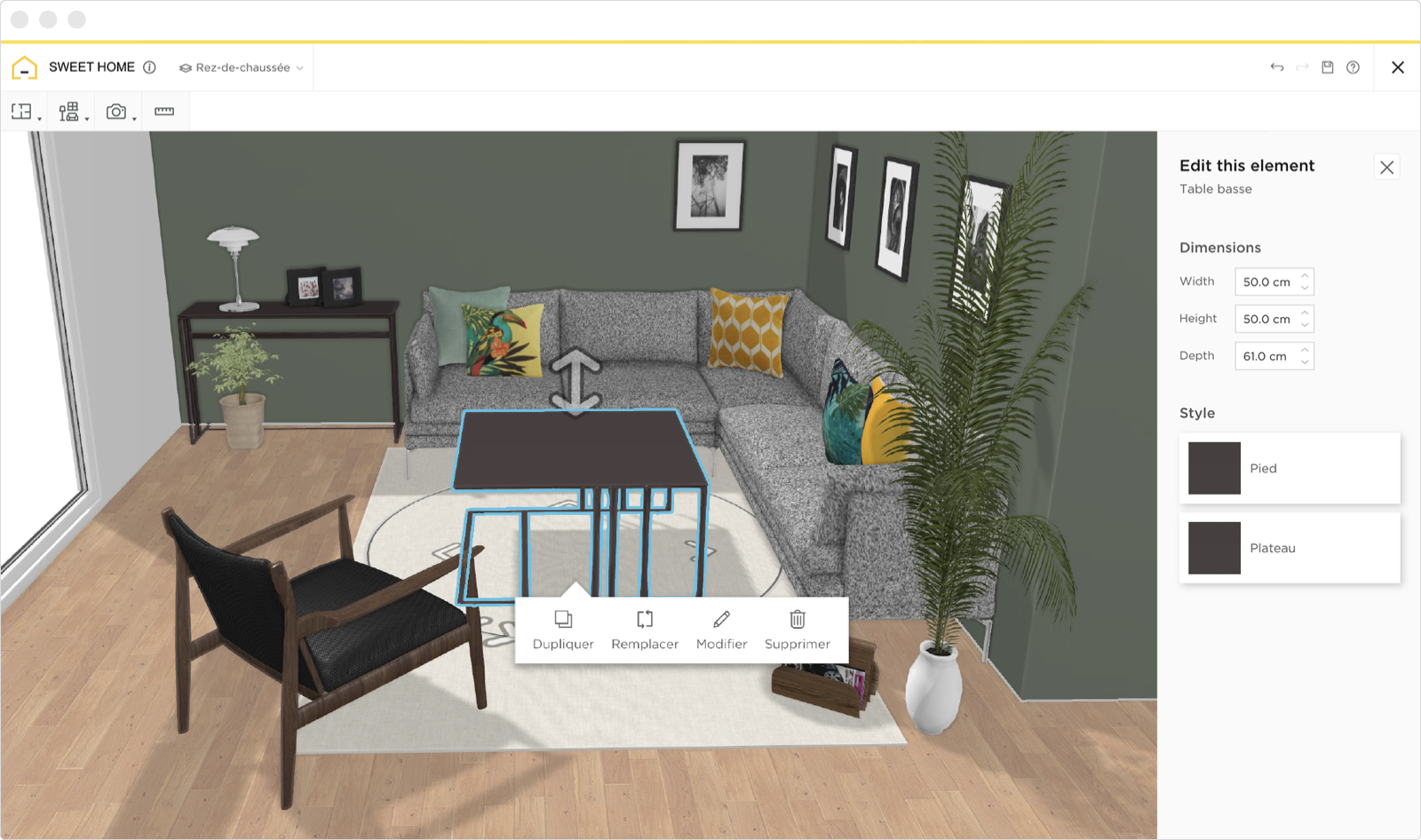 Редактирование предмета в 3D-сцене HomeByMe